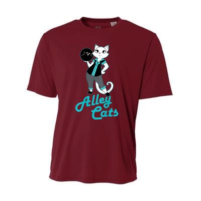 Alley Cats Bowling Team Ladies Backside Print Performance Sprint T-Shirt