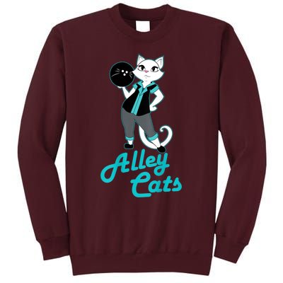 Alley Cats Bowling Team Ladies Backside Print Tall Sweatshirt