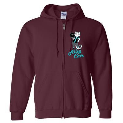 Alley Cats Bowling Team Ladies Backside Print Full Zip Hoodie