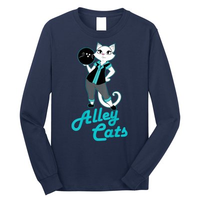 Alley Cats Bowling Team Ladies Backside Print Long Sleeve Shirt