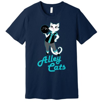 Alley Cats Bowling Team Ladies Backside Print Premium T-Shirt