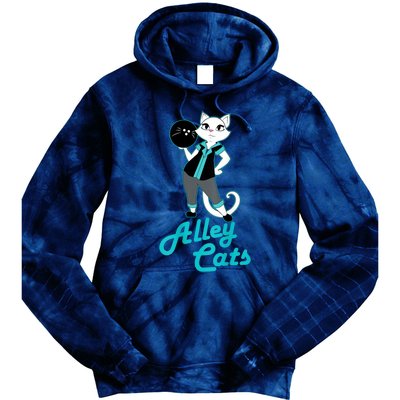 Alley Cats Bowling Team Ladies Backside Print Tie Dye Hoodie