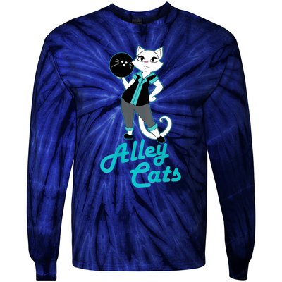 Alley Cats Bowling Team Ladies Backside Print Tie-Dye Long Sleeve Shirt