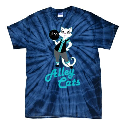 Alley Cats Bowling Team Ladies Backside Print Tie-Dye T-Shirt