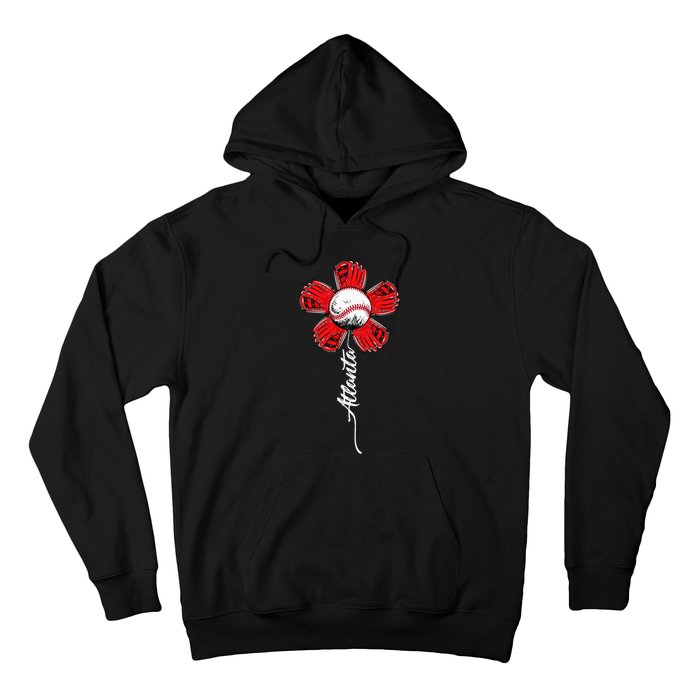 Atlanta Colorful Baseball Flower Souvenir I Love Atlanta Hoodie