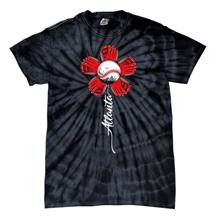 Atlanta Colorful Baseball Flower Souvenir I Love Atlanta Tie-Dye T-Shirt