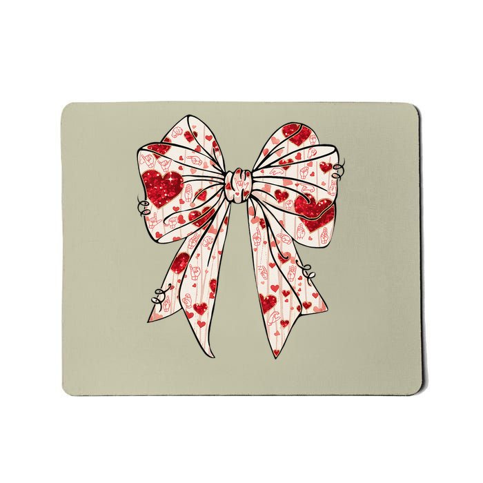 ASL Coquette Bow Sign Language Deaf Teacher Interpreter Mom Mousepad