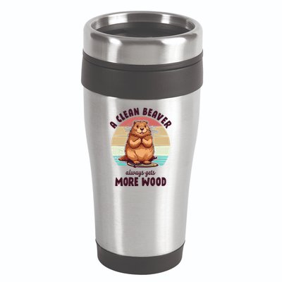 A Clean Beaver Always Gets More Wood Shirt Dark 16oz Travel Tumbler