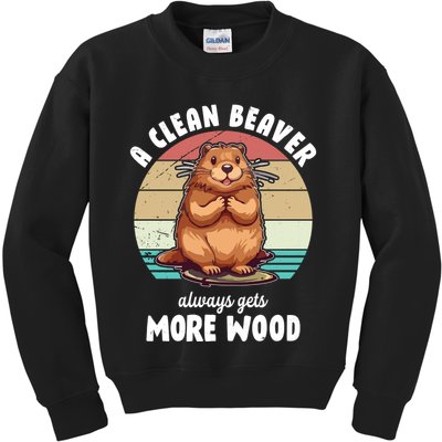 A Clean Beaver Always Gets More Wood Shirt Dark Kids Sweatshirt