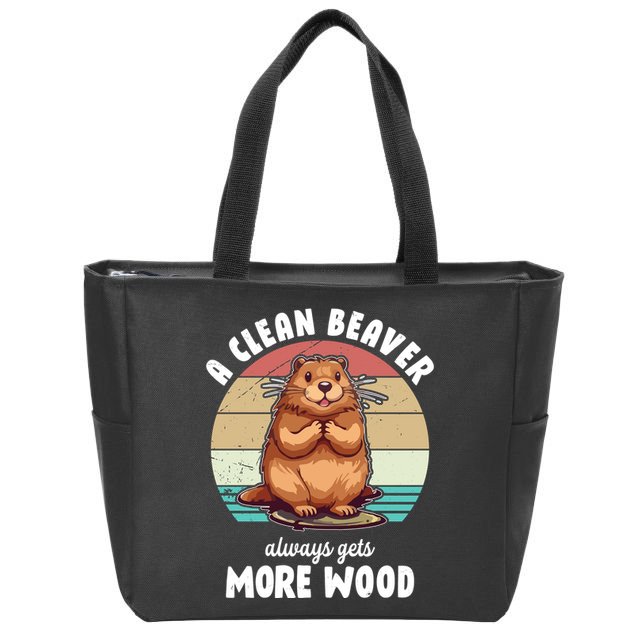 A Clean Beaver Always Gets More Wood Shirt Dark Zip Tote Bag
