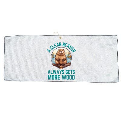 A Clean Beaver Always Gets More Wood Large Microfiber Waffle Golf Towel