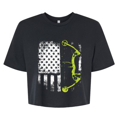 Archery Compound Bow USA Flag Bella+Canvas Jersey Crop Tee