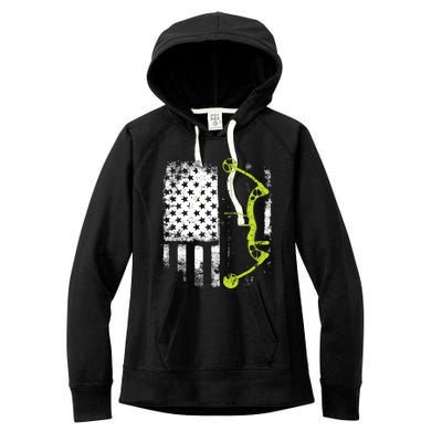 Archery Compound Bow USA Flag Women's Fleece Hoodie