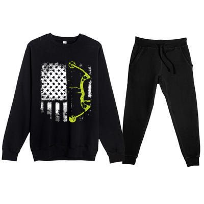 Archery Compound Bow USA Flag Premium Crewneck Sweatsuit Set