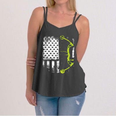 Archery Compound Bow USA Flag Women's Strappy Tank