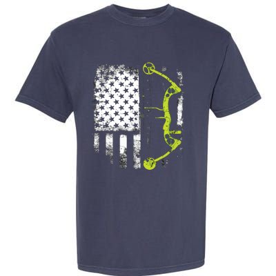 Archery Compound Bow USA Flag Garment-Dyed Heavyweight T-Shirt