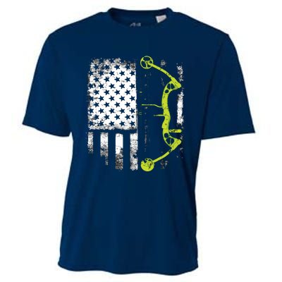 Archery Compound Bow USA Flag Cooling Performance Crew T-Shirt