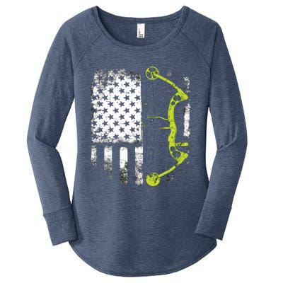 Archery Compound Bow USA Flag Women's Perfect Tri Tunic Long Sleeve Shirt