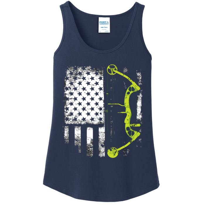 Archery Compound Bow USA Flag Ladies Essential Tank