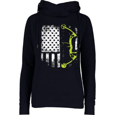 Archery Compound Bow USA Flag Womens Funnel Neck Pullover Hood