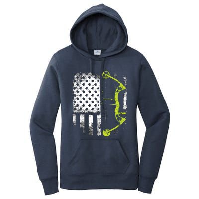 Archery Compound Bow USA Flag Women's Pullover Hoodie