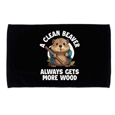 A Clean Beaver Always Gets More Wood Microfiber Hand Towel