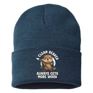 A Clean Beaver Always Gets More Wood Sustainable Knit Beanie