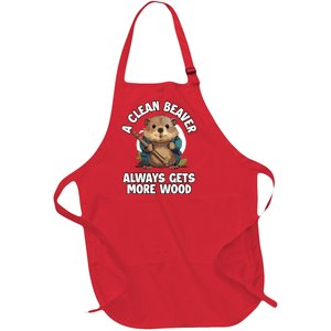 A Clean Beaver Always Gets More Wood Full-Length Apron With Pockets