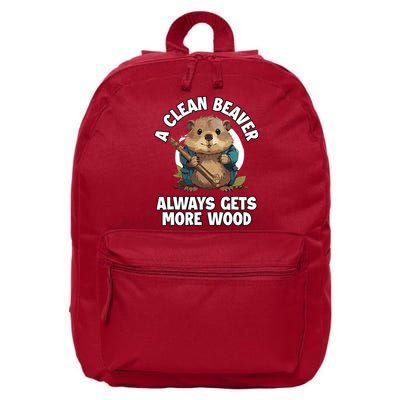 A Clean Beaver Always Gets More Wood 16 in Basic Backpack