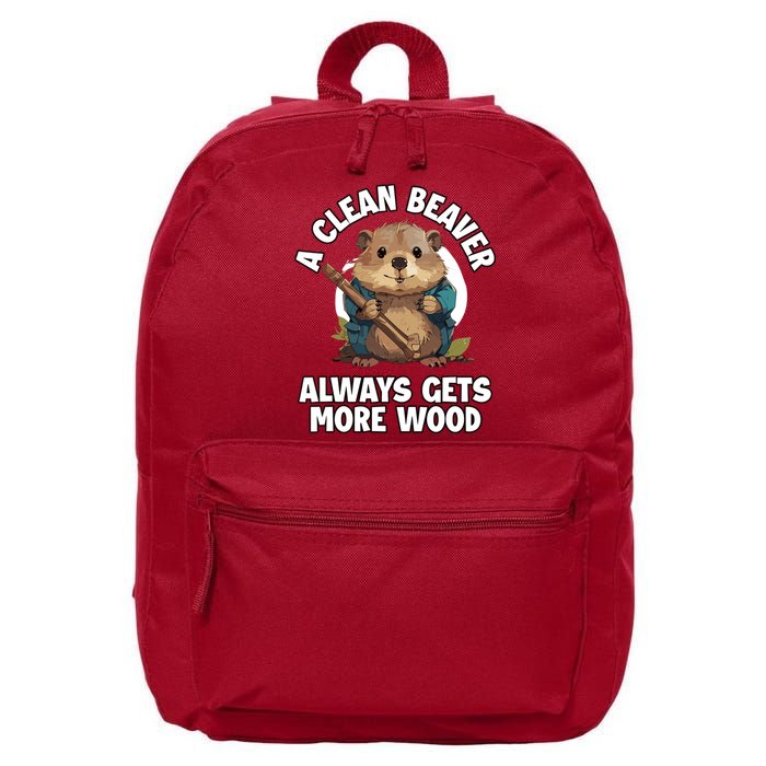 A Clean Beaver Always Gets More Wood 16 in Basic Backpack