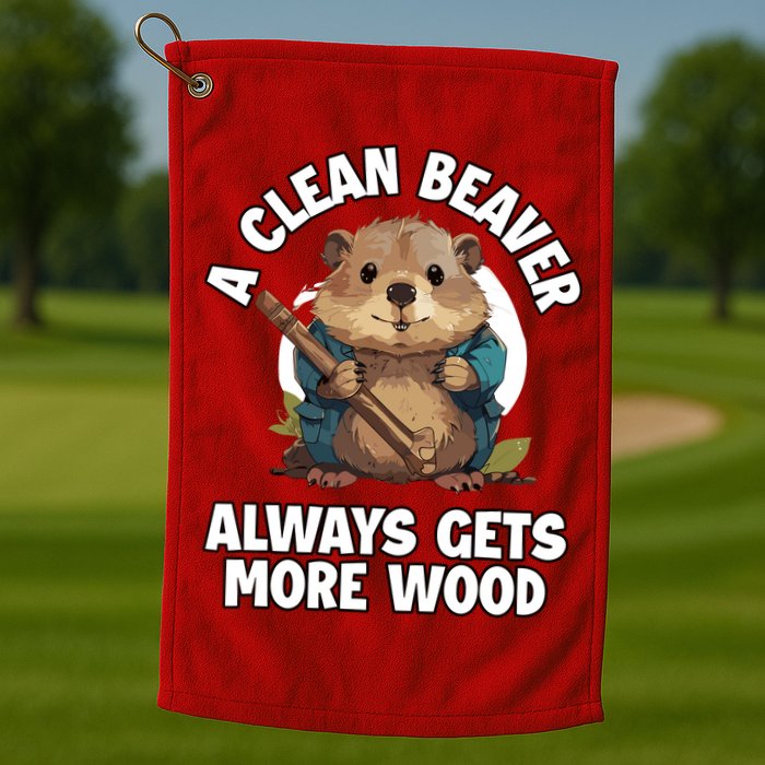 A Clean Beaver Always Gets More Wood Golf Towel