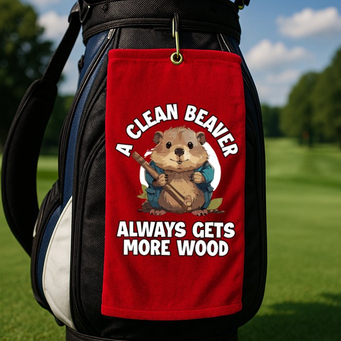 A Clean Beaver Always Gets More Wood Golf Towel
