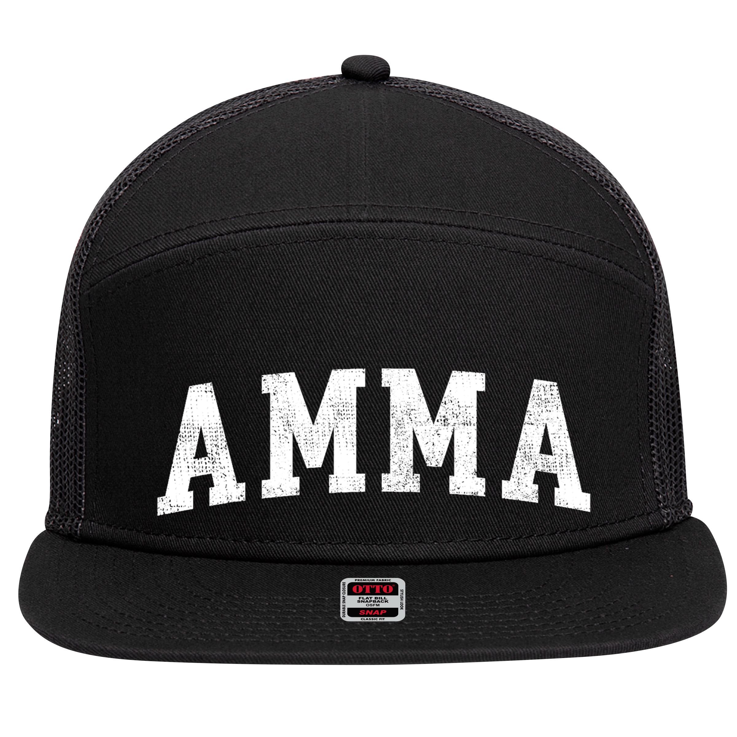 Amma Classic Bold Font Amma Birthday Gift 7 Panel Mesh Trucker Snapback Hat