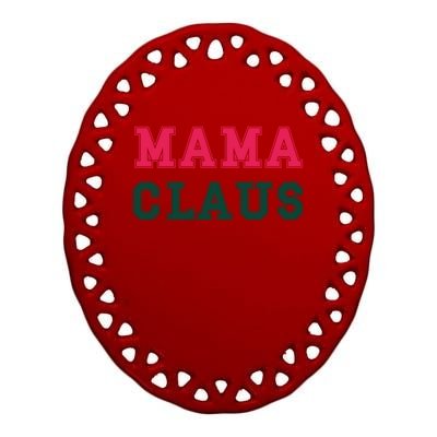 Aesthetic Christmas Block Letters Santa Red Green Mama Claus Cool Gift Ceramic Oval Ornament