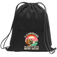 A Clean Beaver Always Gets More Wood Funny Adult Joke Sweatshirt Cinch Pack Bag