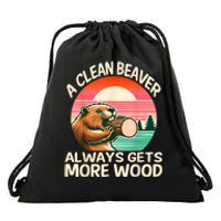 A Clean Beaver Always Gets More Wood Funny Adult Joke Drawstring Bag