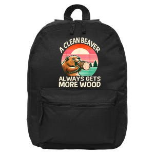 A Clean Beaver Always Gets More Wood Funny Adult Joke 16 in Basic Backpack