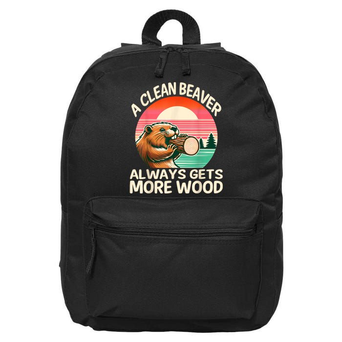 A Clean Beaver Always Gets More Wood Funny Adult Joke 16 in Basic Backpack