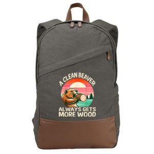 A Clean Beaver Always Gets More Wood Funny Adult Joke Cotton Canvas Backpack