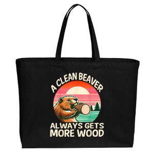 A Clean Beaver Always Gets More Wood Funny Adult Joke Cotton Canvas Jumbo Tote