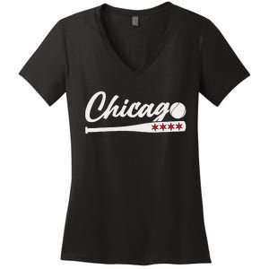 American Chicago Baseball Bat Chicago Lover Women's V-Neck T-Shirt