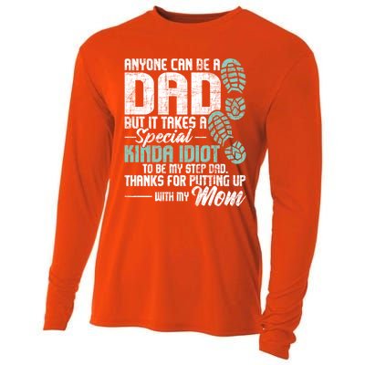 Anyone Can Be A Dad Gift Daughter Son Stepfather Stepdad Great Gift Cooling Performance Long Sleeve Crew