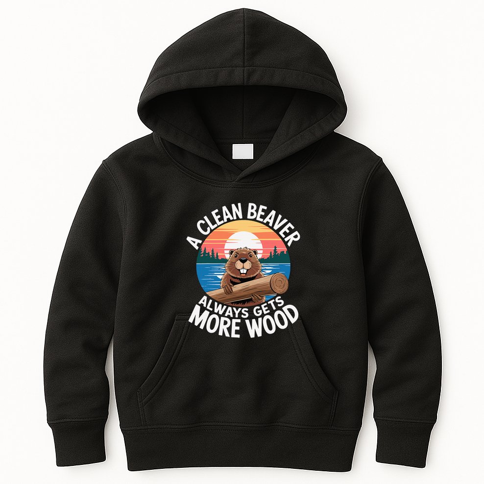 A Clean Beaver Always Gets More Wood Kids Hoodie