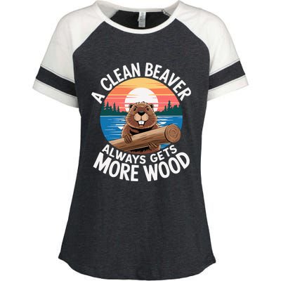 A Clean Beaver Always Gets More Wood Enza Ladies Jersey Colorblock Tee