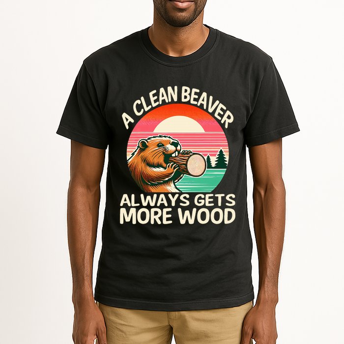 A Clean Beaver Always Gets More Wood Funny Adult Joke Tall T-Shirt