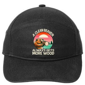 A Clean Beaver Always Gets More Wood Funny Adult Joke 7-Panel Snapback Hat