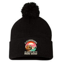 A Clean Beaver Always Gets More Wood Funny Adult Joke Pom Pom 12in Knit Beanie