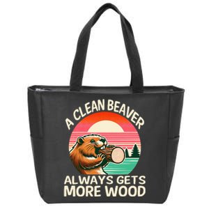 A Clean Beaver Always Gets More Wood Funny Adult Joke Zip Tote Bag