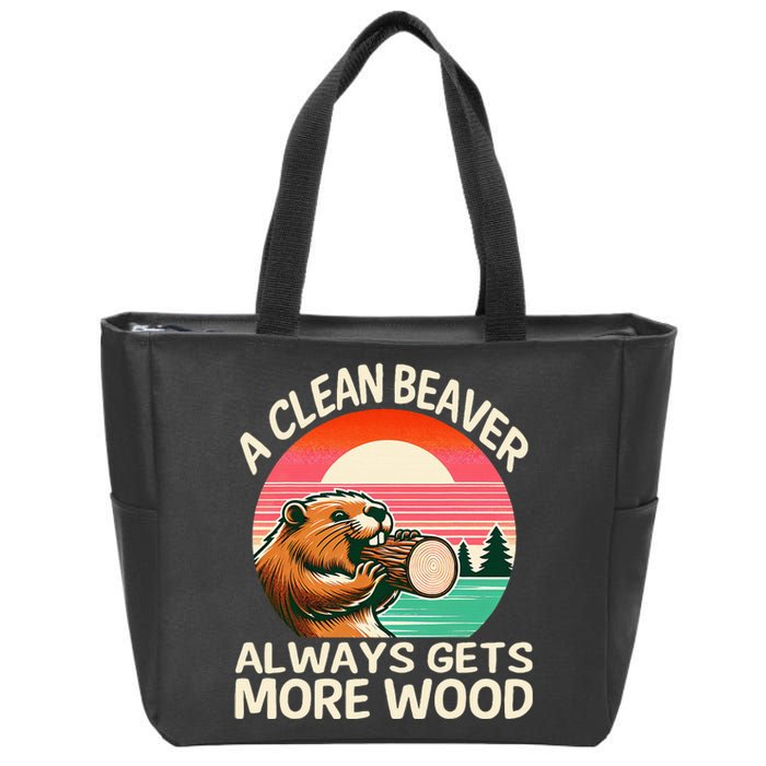 A Clean Beaver Always Gets More Wood Funny Adult Joke Zip Tote Bag