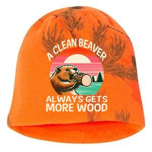 A Clean Beaver Always Gets More Wood Funny Adult Joke Kati - Camo Knit Beanie